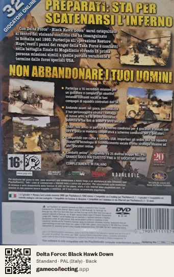Delta Force: Black Hawk Down PlayStation 2, Italy box back