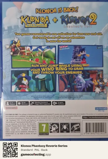 Klonoa Phantasy Reverie Series PlayStation 5, PAL box back