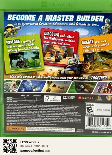 LEGO Worlds Xbox One, NTSC box back