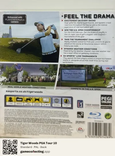 Tiger Woods PGA Tour 10 PlayStation 3, PAL box back
