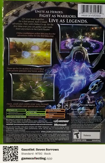 Gauntlet: Seven Sorrows Xbox, NTSC box back