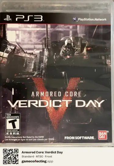 Armored Core: Verdict Day PlayStation 3, NTSC box front