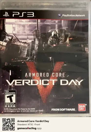Armored Core: Verdict Day PlayStation 3, NTSC box front