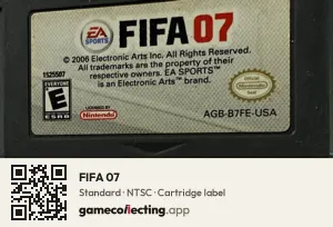FIFA 07 Game Boy Advance, NTSC cartridge label