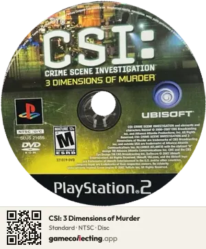CSI: 3 Dimensions of Murder PlayStation 2, NTSC disc