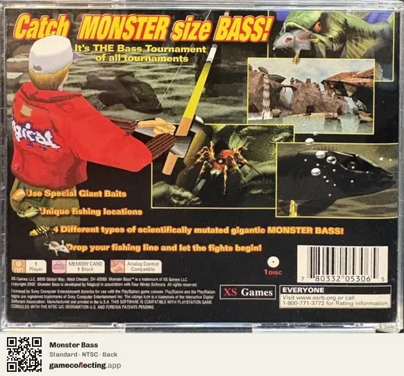 Monster Bass PlayStation, NTSC box back