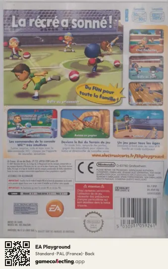 EA Playground Nintendo Wii, France box back