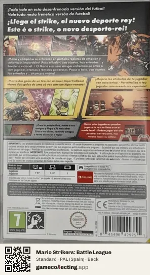 Mario Strikers: Battle League Nintendo Switch, Spain box back