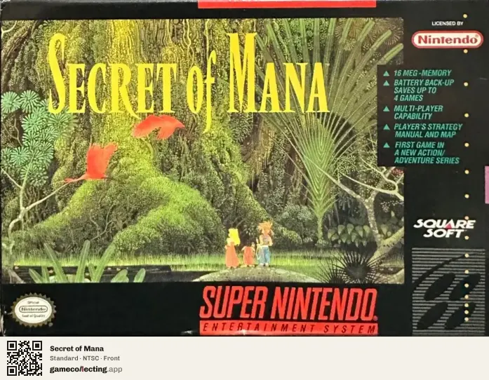 Secret of Mana Super Nintendo Entertainment System, NTSC box front