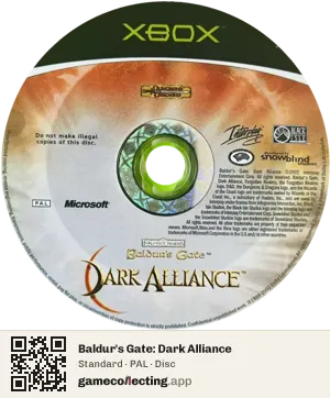 Baldur's Gate: Dark Alliance Xbox, PAL disc