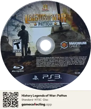 History Legends of War: Patton PlayStation 3, NTSC disc