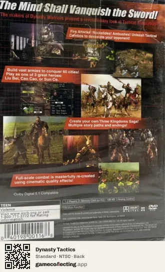 Dynasty Tactics PlayStation 2, NTSC box back