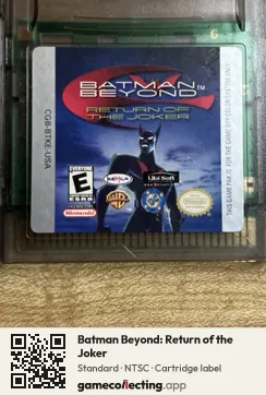 Batman Beyond: Return of the Joker Game Boy Color, NTSC cartridge label