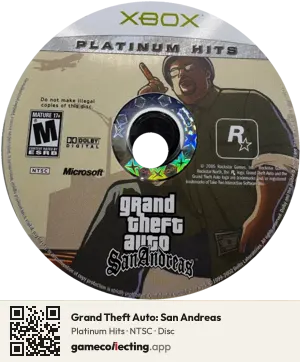 Grand Theft Auto: San Andreas Xbox, NTSC disc