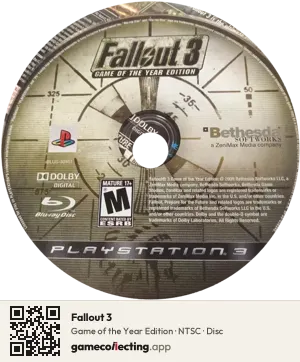Fallout 3 PlayStation 3, NTSC disc