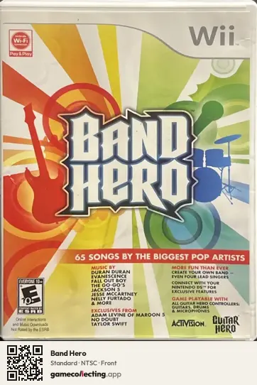 Band Hero Nintendo Wii, NTSC box front