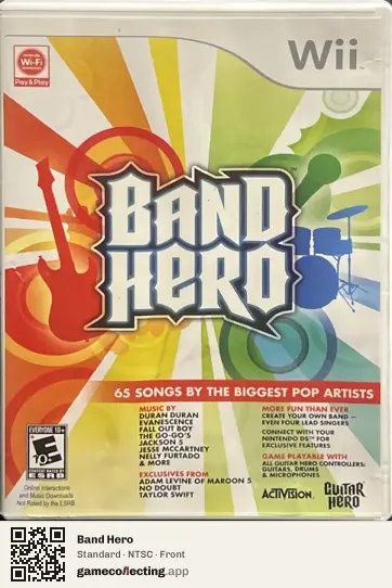 Band Hero Nintendo Wii, NTSC box front