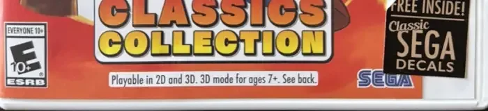 Sega 3D Classics Collection, the ESRB box on its front