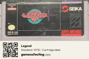 Legend Super Nintendo Entertainment System, NTSC cartridge label