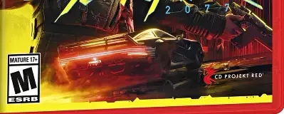 Cyberpunk 2077, the ESRB box on its front