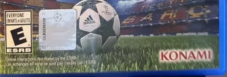 Pro Evolution Soccer 2017, the ESRB box on its front
