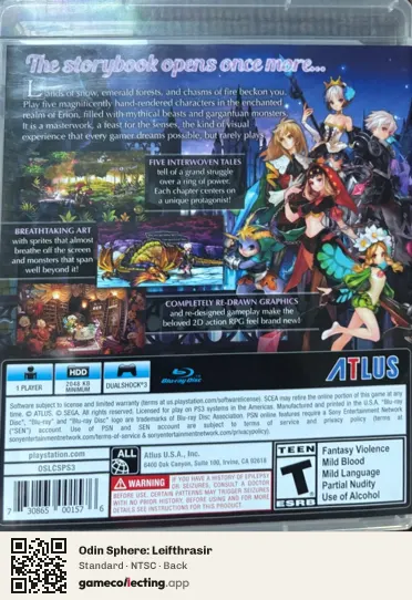 Odin Sphere: Leifthrasir PlayStation 3, NTSC box back