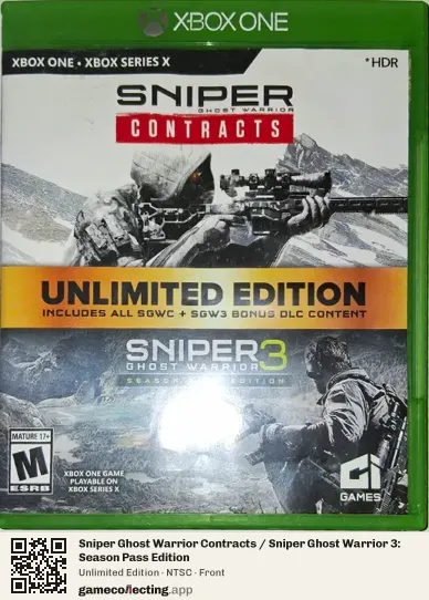 Sniper Ghost Warrior Contracts / Sniper Ghost Warrior 3: Season Pass Edition Xbox One, NTSC box front