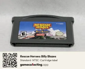 Rescue Heroes: Billy Blazes Game Boy Advance, NTSC cartridge label