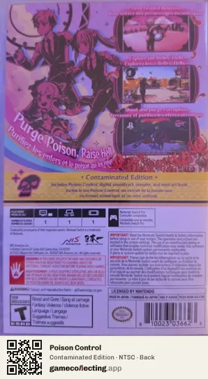Poison Control Nintendo Switch, NTSC box back