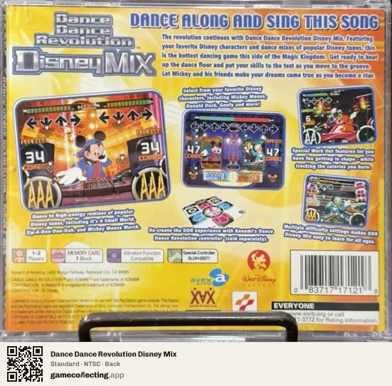 Dance Dance Revolution Disney Mix PlayStation, NTSC box back