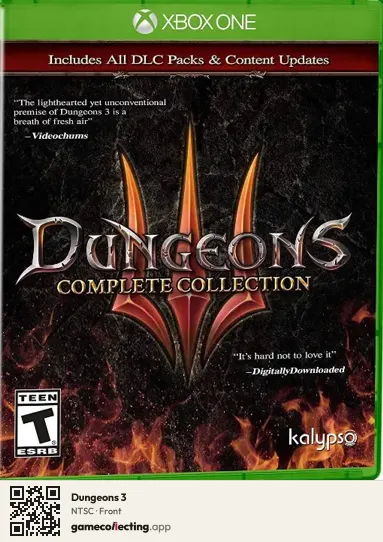 Dungeons 3 Xbox One, NTSC box front
