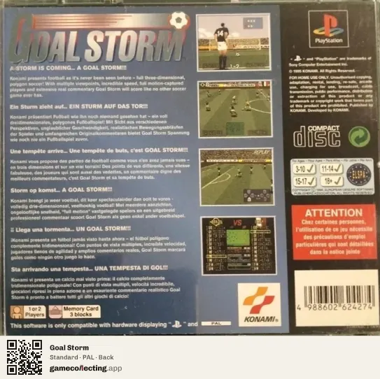 Goal Storm PlayStation, PAL box back