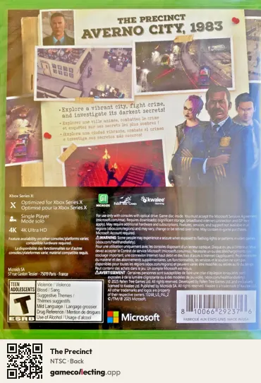 The Precinct Xbox Series X, NTSC box back
