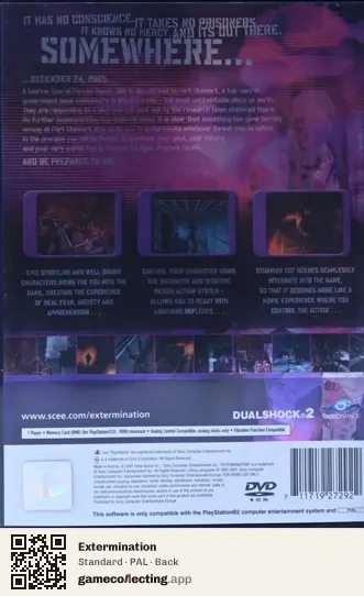 Extermination PlayStation 2, PAL box back