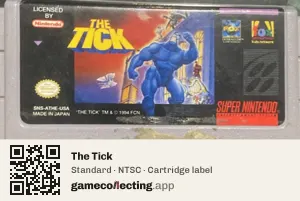 The Tick Super Nintendo Entertainment System, NTSC cartridge label