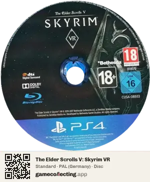 The Elder Scrolls V: Skyrim VR PlayStation 4, PAL disc