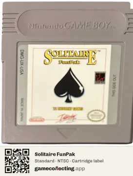 Solitaire FunPak Game Boy, NTSC cartridge label