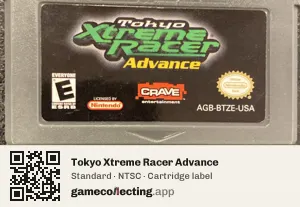 Tokyo Xtreme Racer Advance Game Boy Advance, NTSC cartridge label
