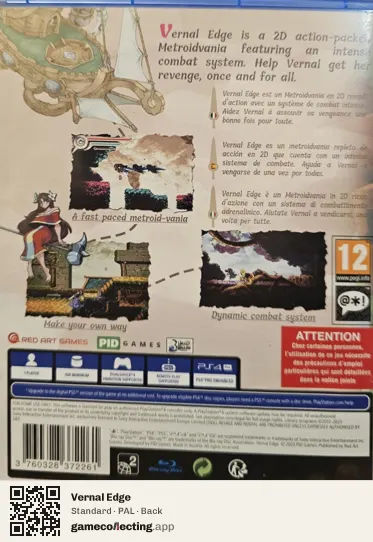 Vernal Edge PlayStation 4, PAL box back
