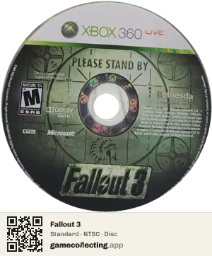Fallout 3 Xbox 360, NTSC disc