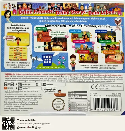 Tomodachi Life Nintendo 3DS, Germany box back