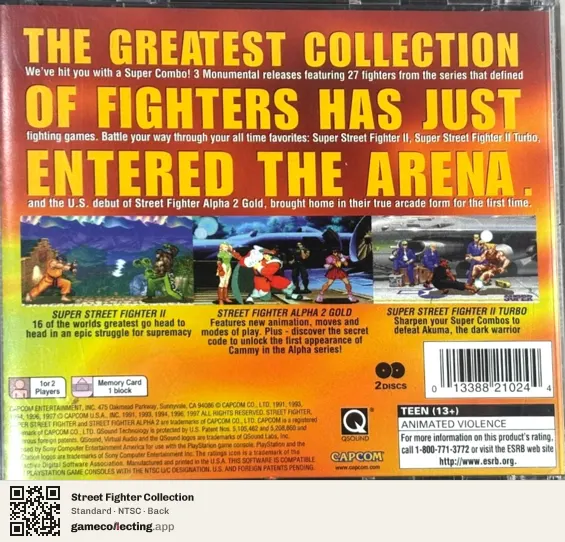 Street Fighter Collection PlayStation, NTSC box back