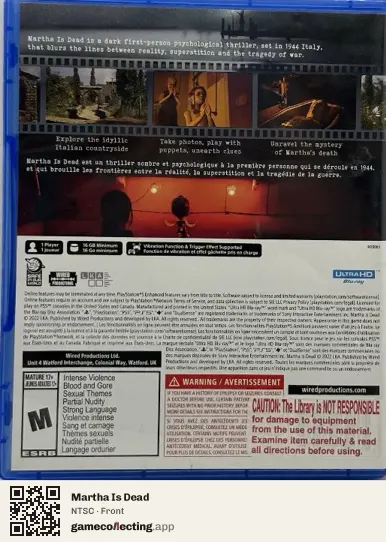 Martha Is Dead PlayStation 5, NTSC box front