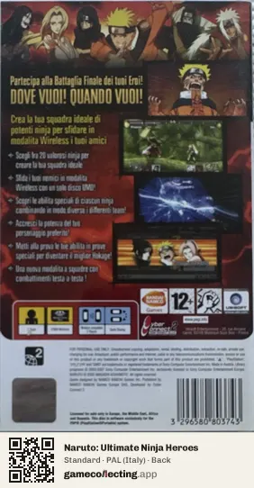 Naruto: Ultimate Ninja Heroes PlayStation Portable, Italy box back