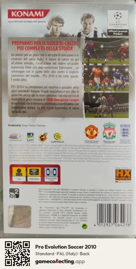 Pro Evolution Soccer 2010 PlayStation Portable, Italy box back