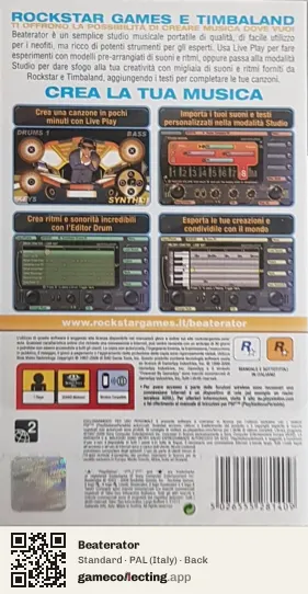 Beaterator PlayStation Portable, Italy box back