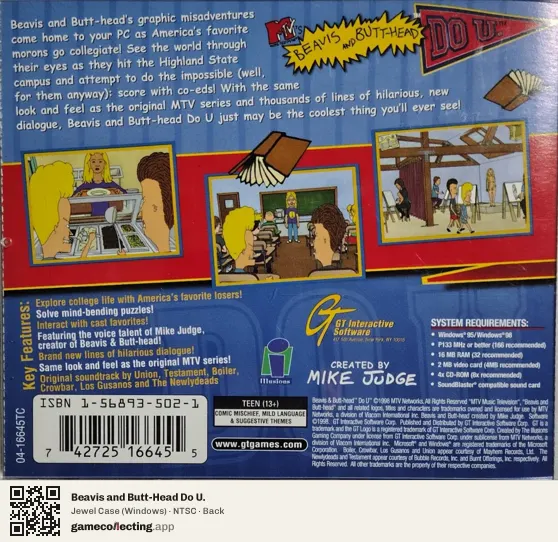 Beavis and Butt-Head Do U. Computer, NTSC box back