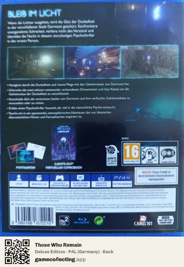 Those Who Remain PlayStation 4, Germany box back