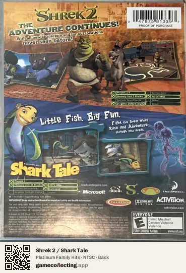 Shrek 2 / Shark Tale Xbox, NTSC box back