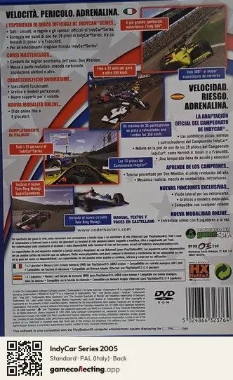 IndyCar Series 2005 PlayStation 2, Italy box back